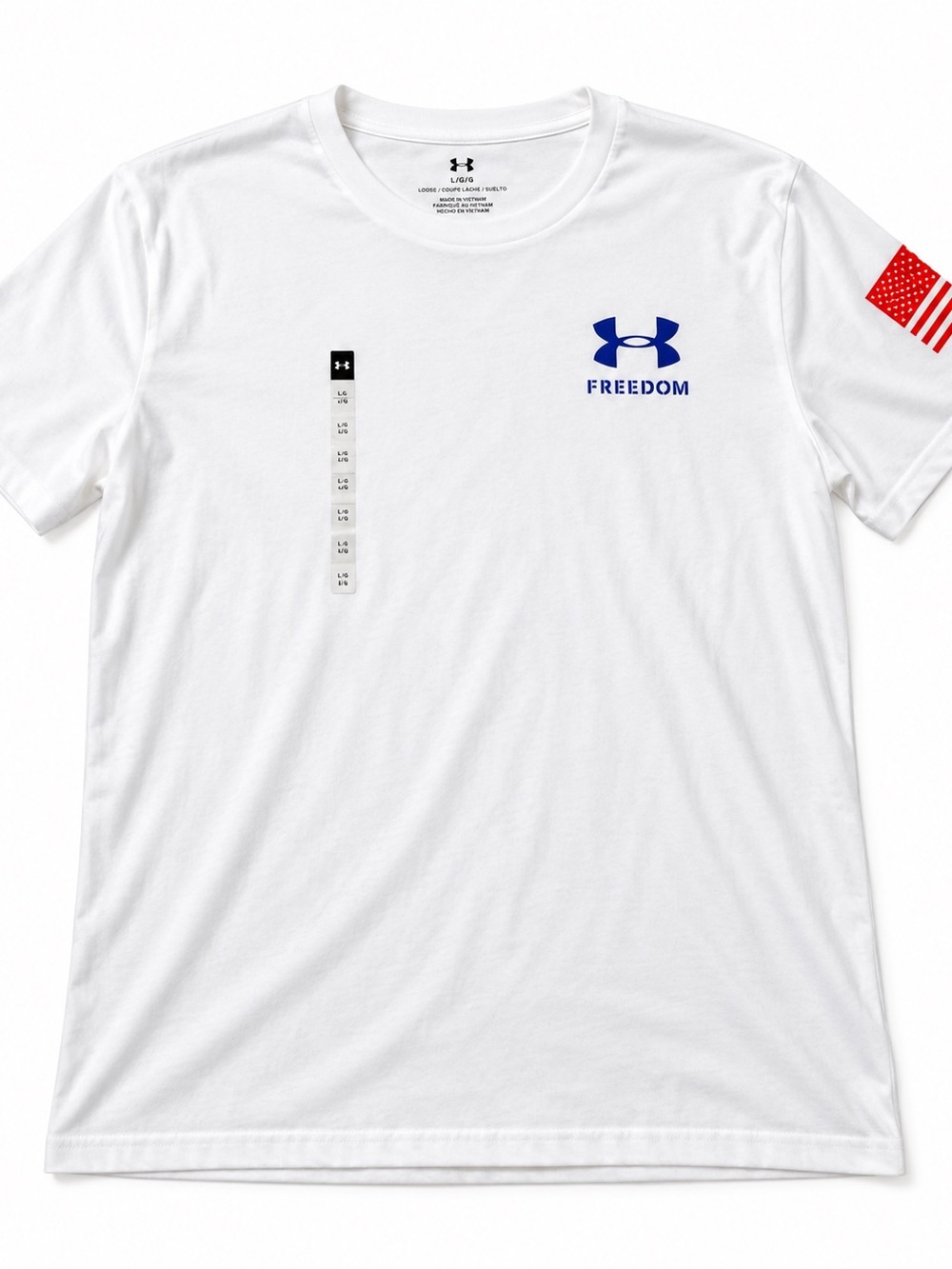 Under Armour Freedom Flag Men’s Large White Graphic T-Shirt NWT